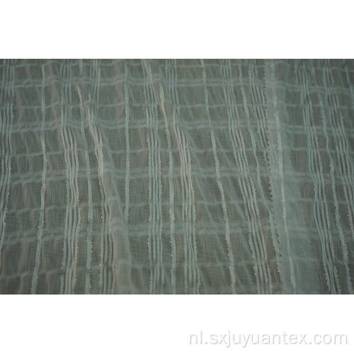 Polyester chiffon crinkle zilver lurex streep dobby stof